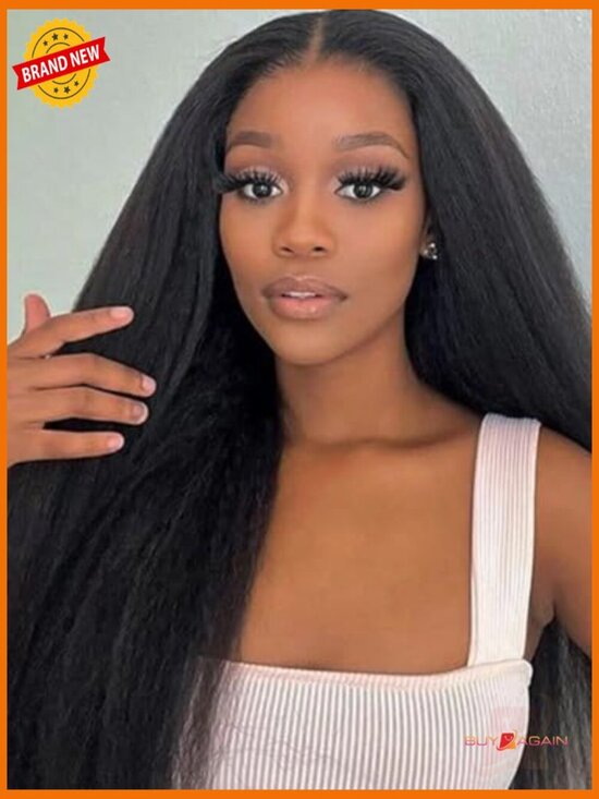 3 in 1 Half Wig Kinky Straight Glueless Human Hair Seamless Clip In 18 Inch